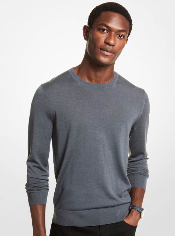 Panske Svetre Michael Kors Merino Wool Tmavo Siva - Oblecenie Michael Kors Obchod | MQZLJ-9582